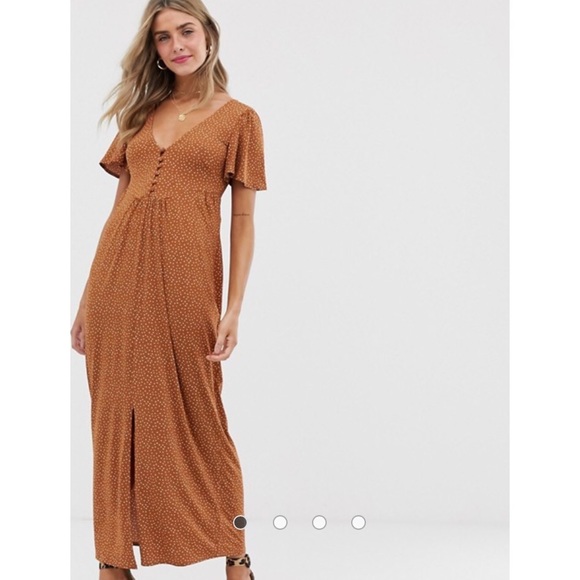 asos brown polka dot dress